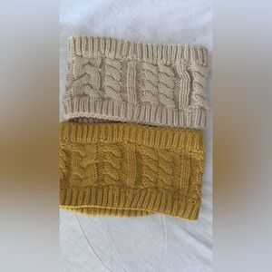 Cable Knit Headbands Set in Cream and Mustard